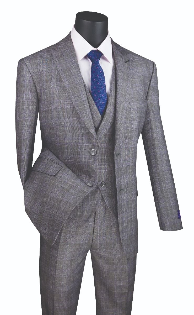 Jacket & Pants Vinci Men's 3 Piece Modern Fit Suit: purple Stylish Vest Jacket & Pants - 38 Short Jacket+32 Waist Adjustable 28to34)(Height: 5 4 to5 7 )(Neck  15-16.5)S-M)