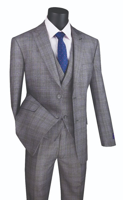 Modern Fit - Jacket & Pants Vinci Men's 3 Piece Modern Fit Suit: purple Stylish Vest Jacket & Pants
