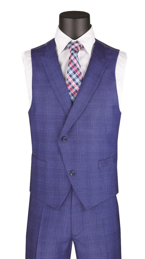 Modern Fit - Jacket & Pants Vinci Men's 3 Piece Modern Fit Suit: purple Stylish Vest Jacket & Pants
