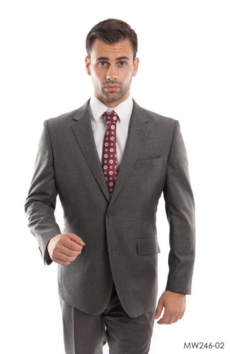 Zegarie Men's Wool Suit 2-pc Modern Fit - Solid Colors - 38 Short Jacket+32 Waist Adjustable 28to34)(Height: 5 4 to5 7 )(Neck  15-16.5)S-M)