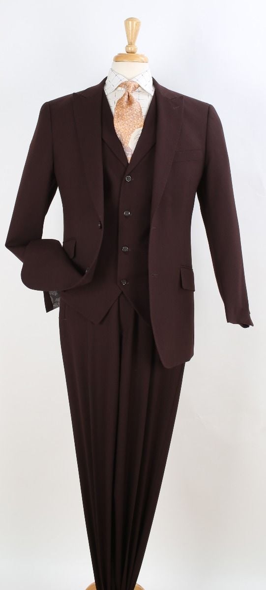 Apollo King Men's 3pc 100% Wool Suit Peak Lapel for Fashionable Look