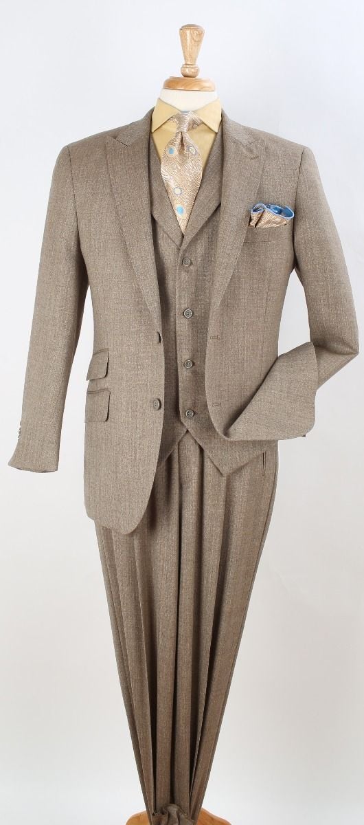Apollo King Men's 3pc 100% Wool Suit Peak Lapel for Fashionable Look