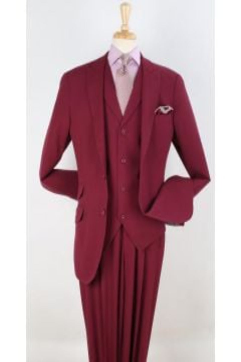 Apollo King Men's 3pc 100% Wool Peak Lapel Suit Stylish and Fashionable