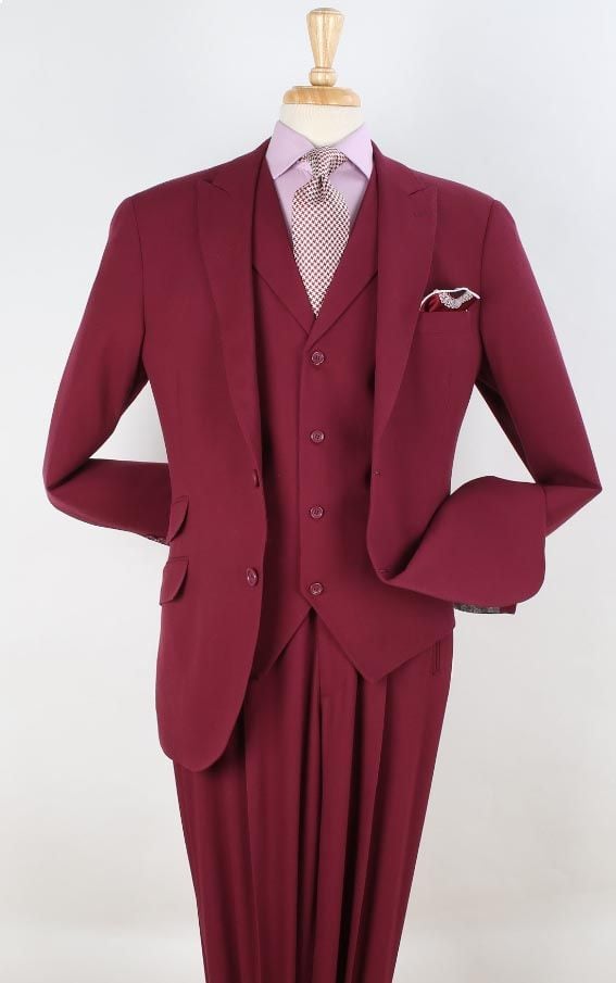 Apollo King Men's 3pc 100% Wool Peak Lapel Suit - Stylish and Fashionable