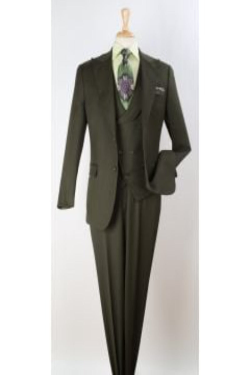 Apollo King Men's Wool Fashion Suit Flat Front Pants 3pc Set