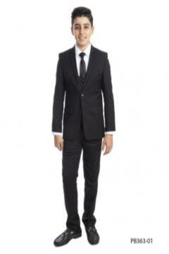 Perry Ellis Boys' 5-Piece Suit with Shirt & Tie: U-Shaped Vest