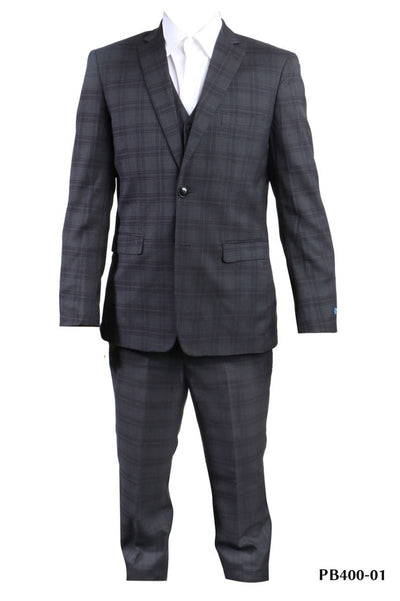 Plaid
 
 Perry Ellis Boys' Windowpane Plaid 3-Piece Suit
