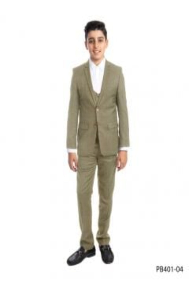 Perry Ellis Boys' U-Shaped Vest 3-Piece Fashion Suit