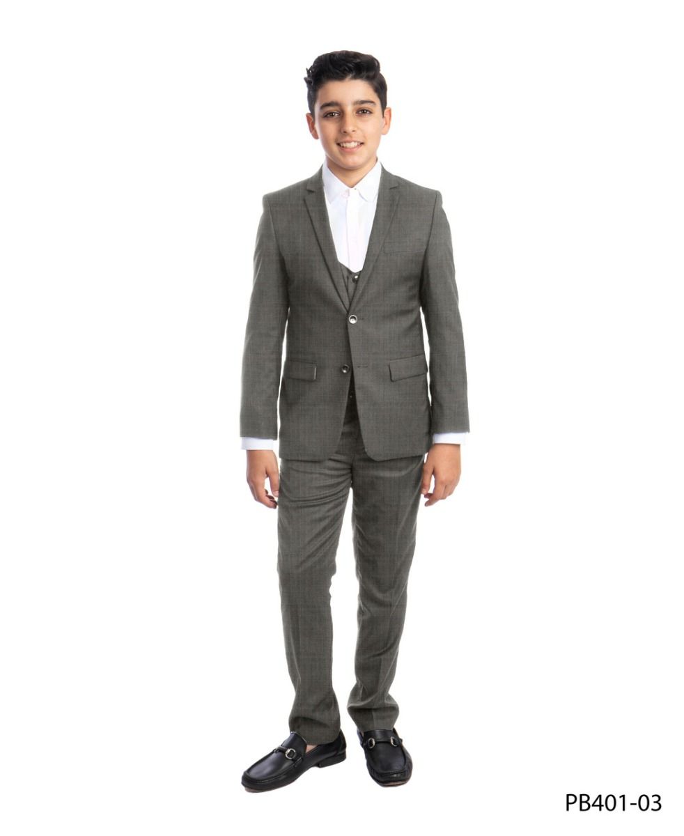 Perry Ellis Boys' U-Shaped Vest 3-Piece Fashion Suit