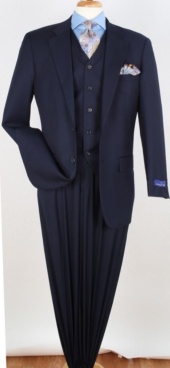 Apollo King Men's Executive 3-Piece Suit Pleated Pants Formal Wear - 38 Short Jacket+32 Waist Adjustable 28to34)(Height: 5 4 to5 7 )(Neck  15-16.5)S-M)