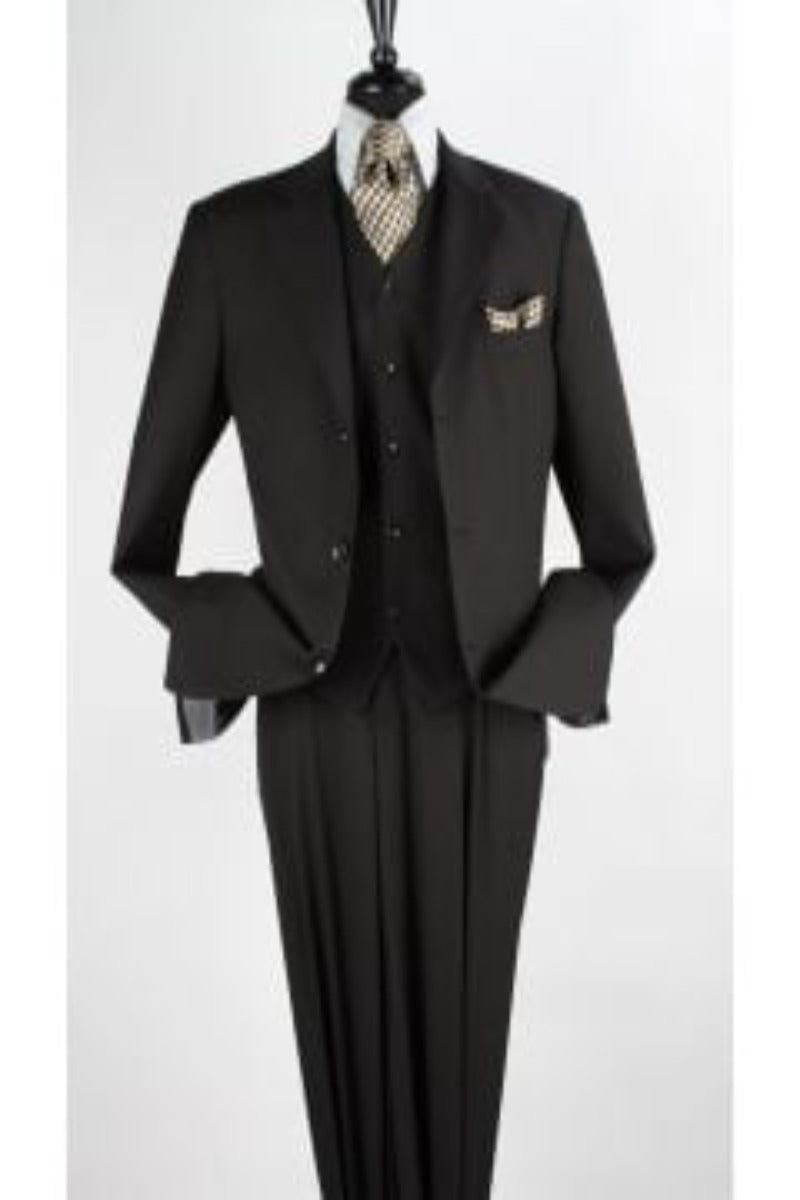 Apollo King Men's 3-Piece Executive Suit Sleek Black Professional Style
