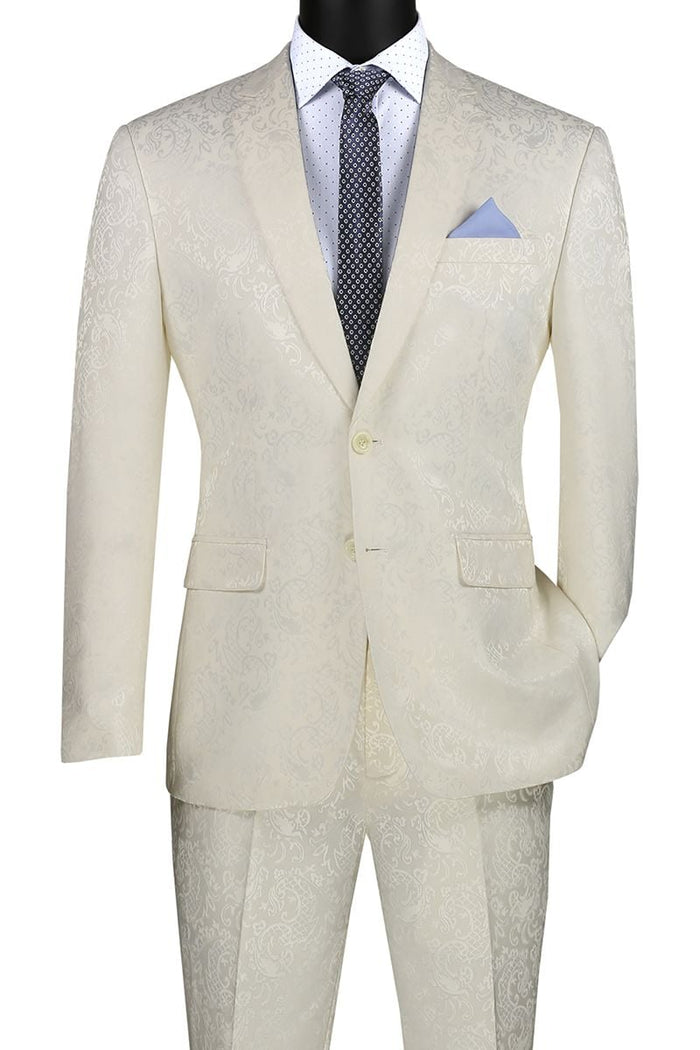 Vinci Mens 2-Piece Slim Fit Suit - Stylish Pattern Accents