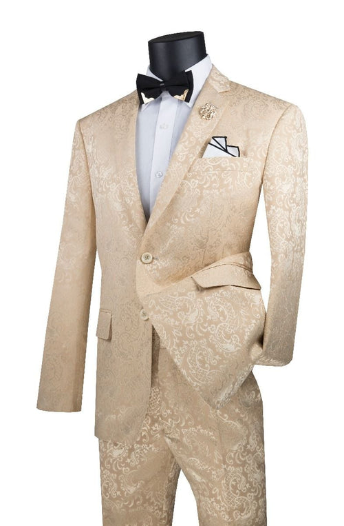 Vinci Mens 2-Piece Slim Fit Suit - Stylish Pattern Accents