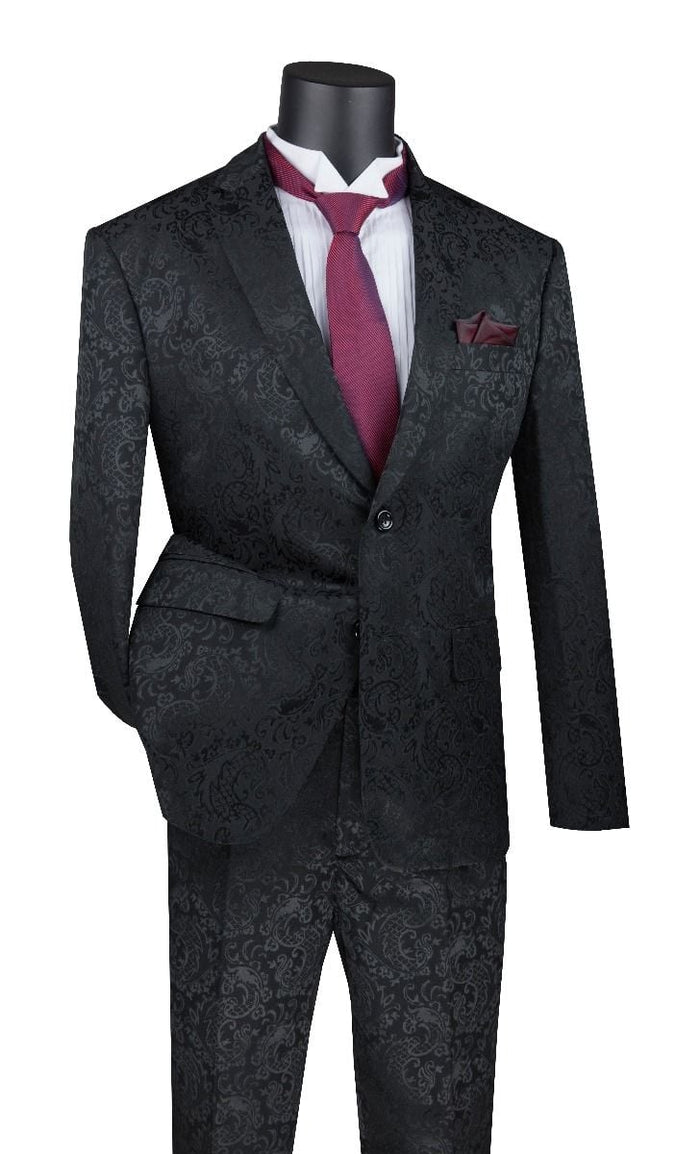 Vinci Mens 2-Piece Slim Fit Suit - Stylish Pattern Accents