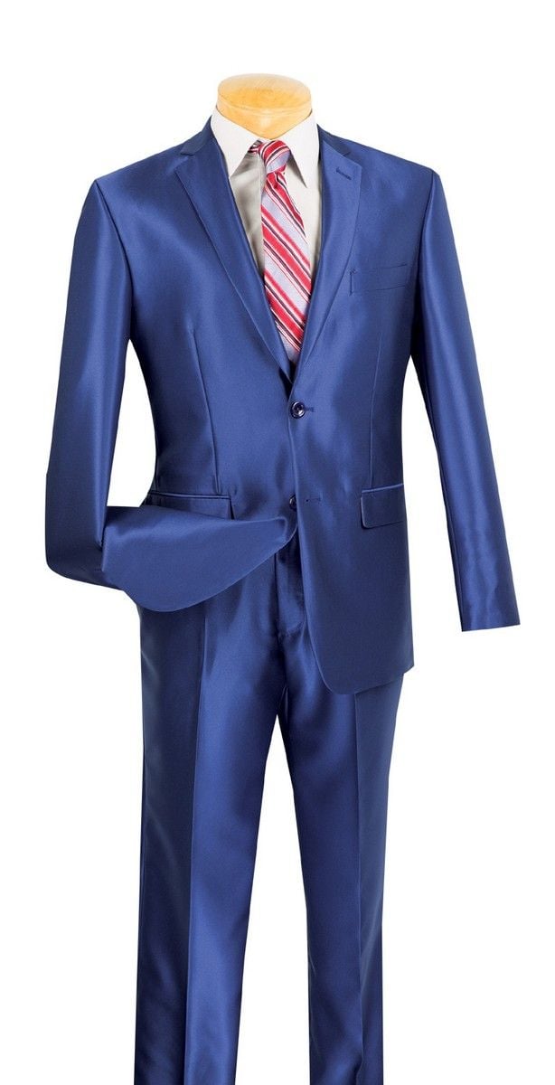 Suit  Vinci Men's 2 Piece Slim Fit Sharkskin Suit Sleek & Stylish