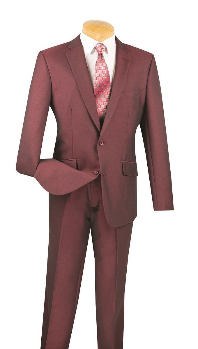 Vinci Men's 2-Piece Slim Fit Textured Weave Suit