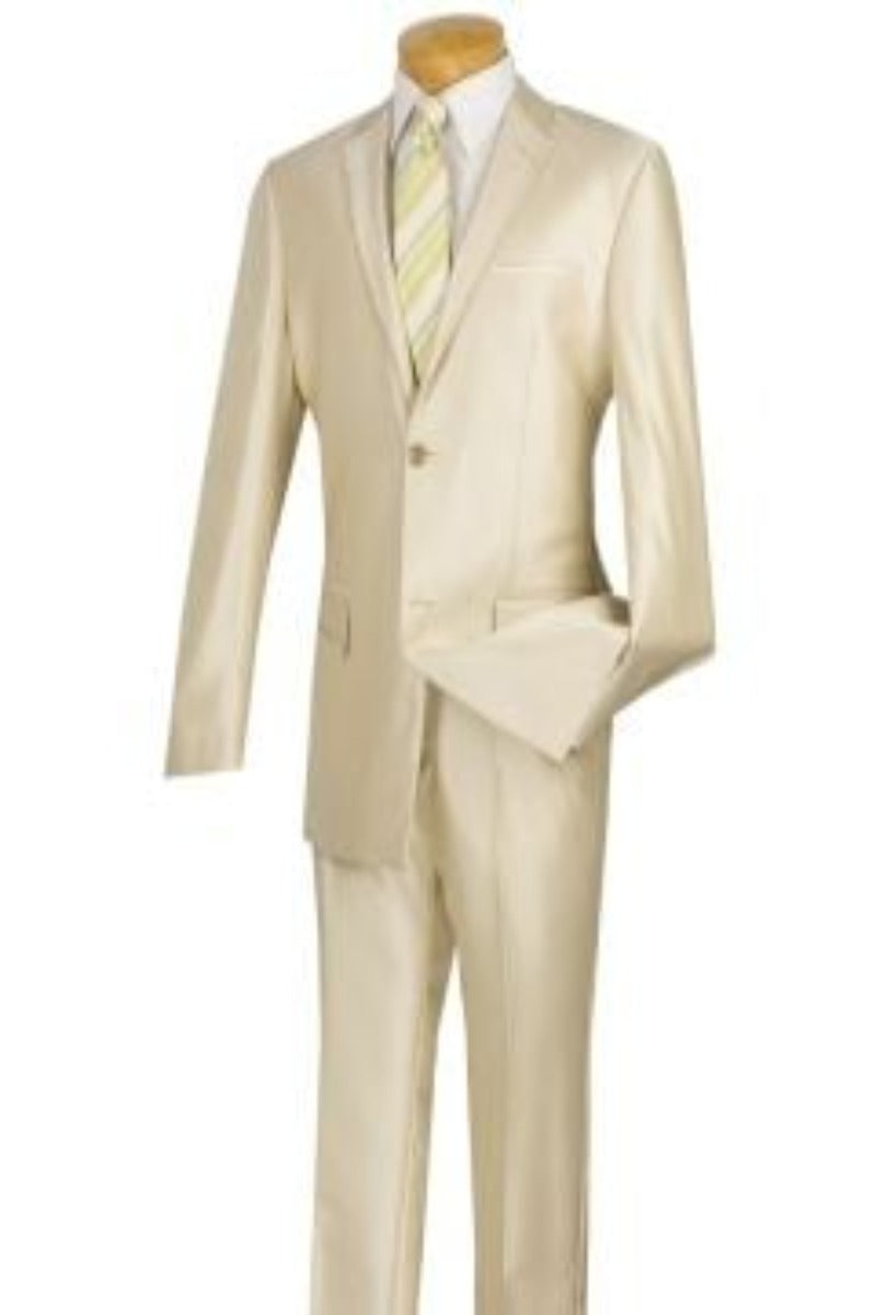 Vinci Men's 2Piece Sharkskin Slim Fit Suit Ultra Smooth Finish