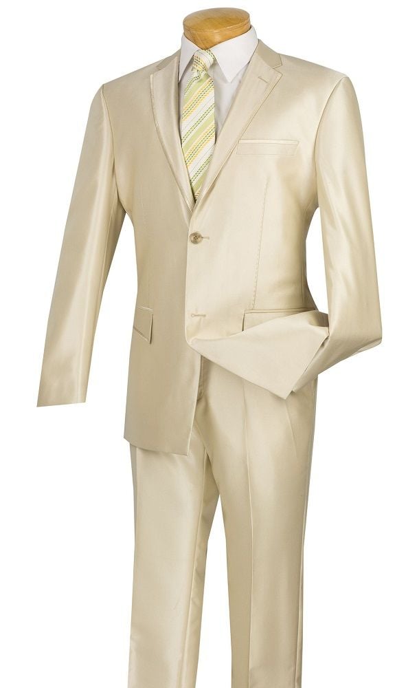 Vinci Men's 2-Piece Sharkskin Ultra-Smooth Slim-Fit Suit