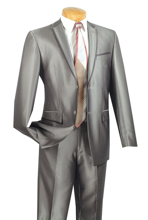 Vinci Men's 2-Piece Sharkskin Ultra-Smooth Slim-Fit Suit