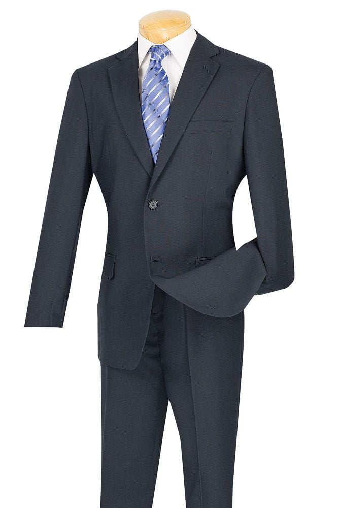 Flat Front Pants Vinci Men's 2-Piece Poplin Suit - Discounted 2-Button Jacket & Flat Front Pants