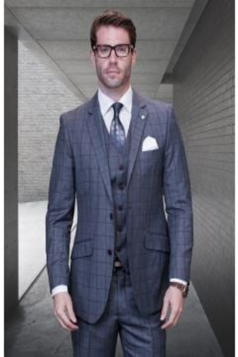 Check
 
 Statement Men's 100% Wool Cashmere Suit - Bold Windowpane Check, 3-Piece - 46 Regular Jacket+40 Waist Adjust 36to42)(Height: 5'7"-6')(Neck 17-18.5:Xl