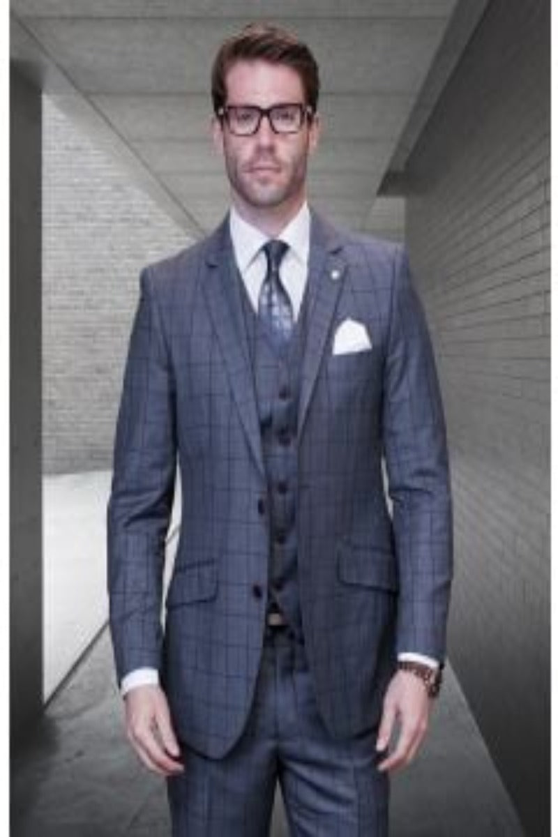 Check
 
 Statement Men's 100% Wool Cashmere Suit - Bold Windowpane Check, 3-Piece