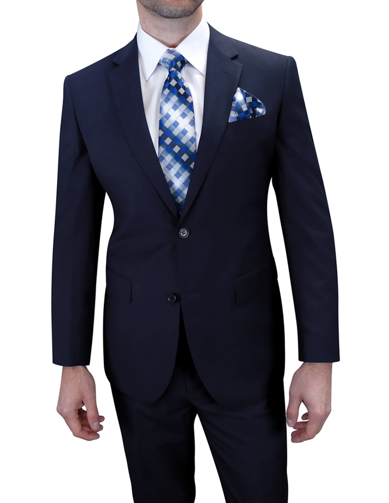 Pacelli by Zacchi Men's 2 Piece Executive Suit  Solid Colors blue - 38 Short Jacket+32 Waist Adjustable 28to34)(Height: 5 4 to5 7 )(Neck  15-16.5)S-M)