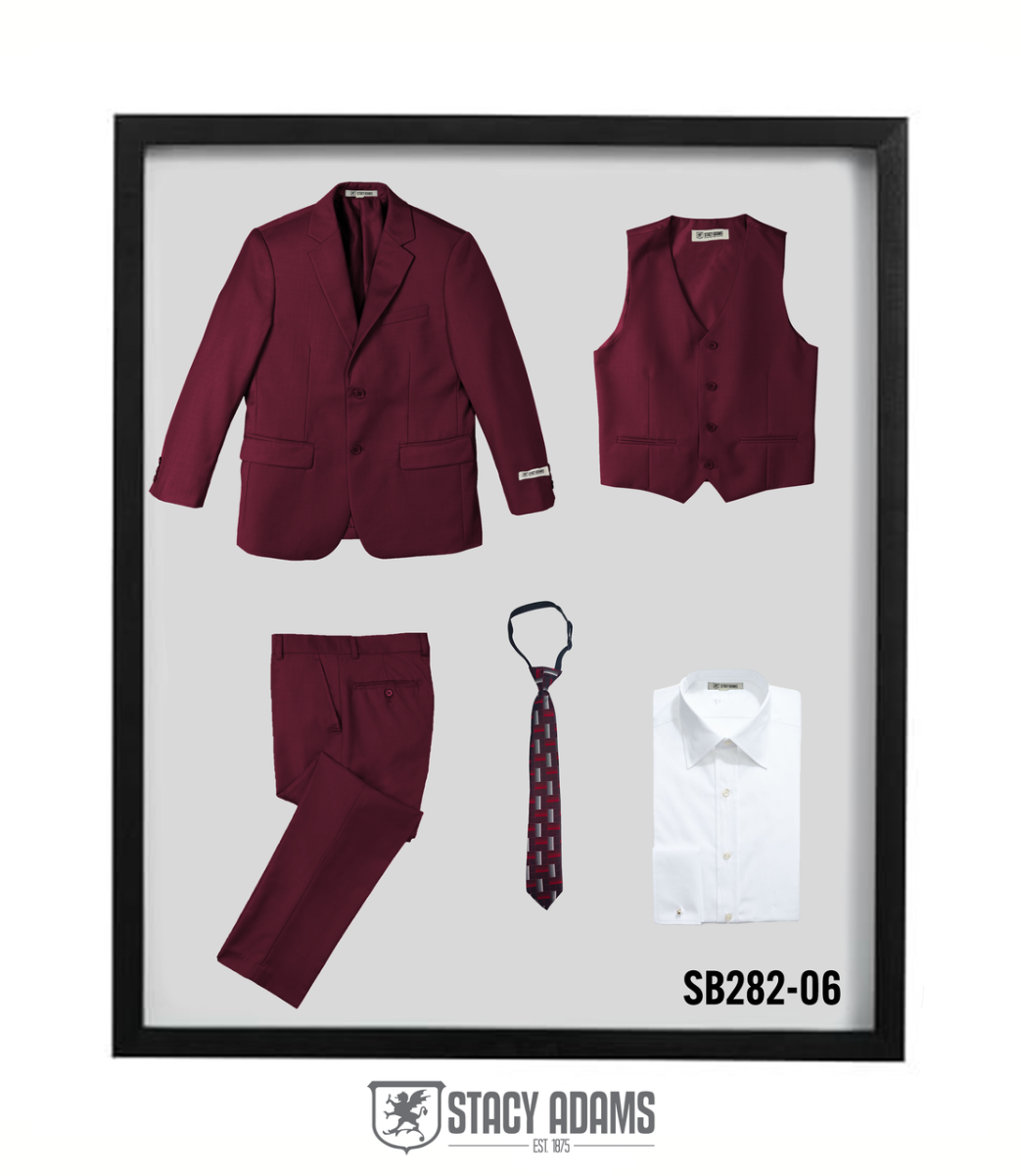 Stacy Adams Boys' 5-Piece Solid-Colored Suit & Varied Tie Set