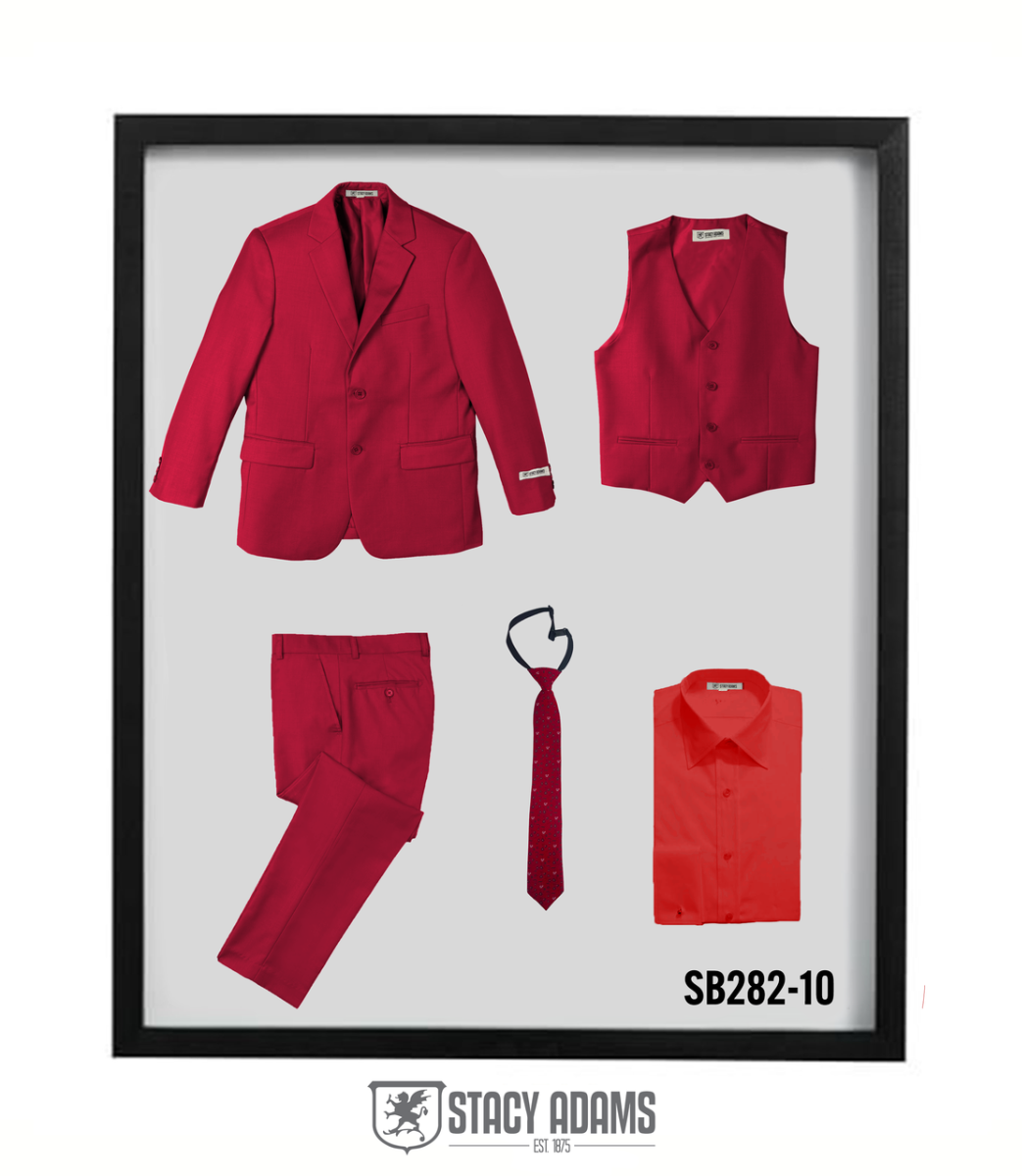 Stacy Adams Boys' 5-Piece Solid-Colored Suit & Varied Tie Set