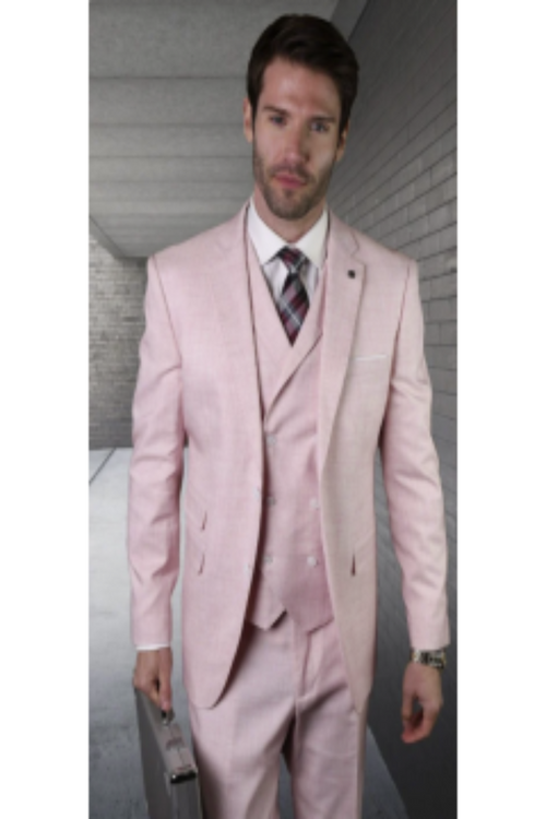 Color Men's 100% Wool 3Piece Suit  Soft Textured Solid Color Outlet