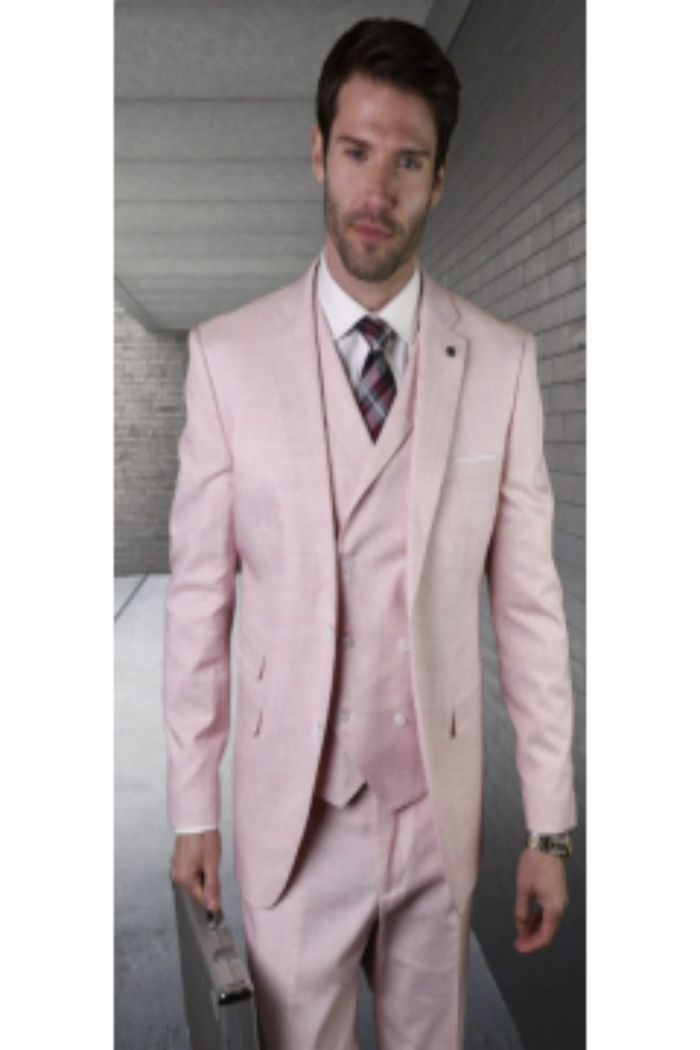 Color Men's 100% Wool 3Piece Suit  Soft Textured Solid Color Outlet