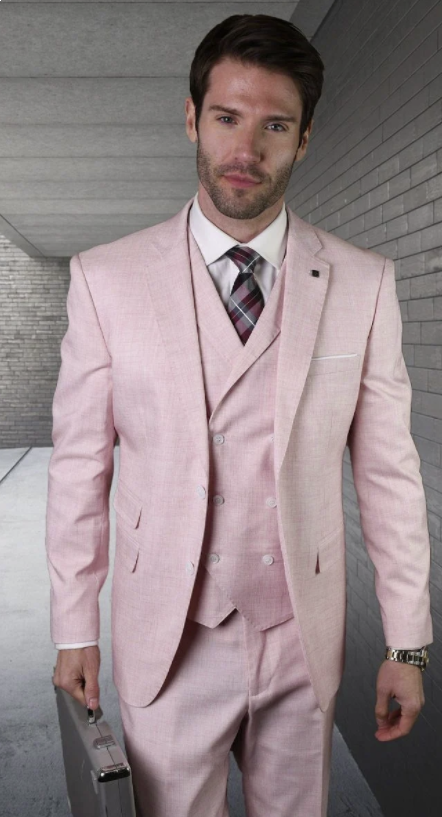 Color Men's 100% Wool 3Piece Suit  Soft Textured Solid Color Outlet