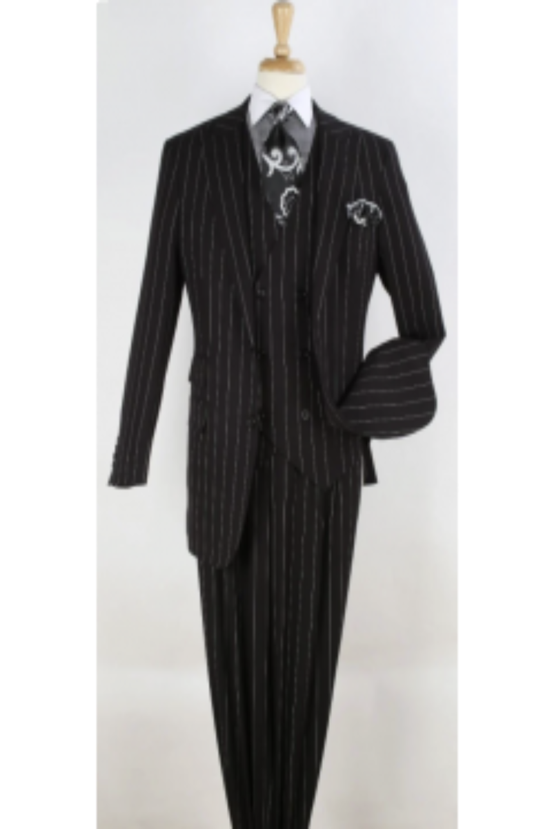 Royal Diamond Men's Outlet 3-Piece Bold Pinstripe Suit