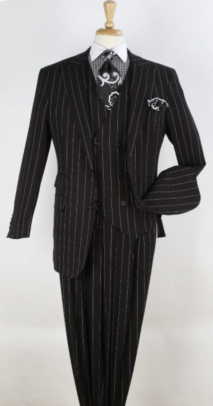 Royal Diamond Men's Outlet 3-Piece Bold Pinstripe Suit