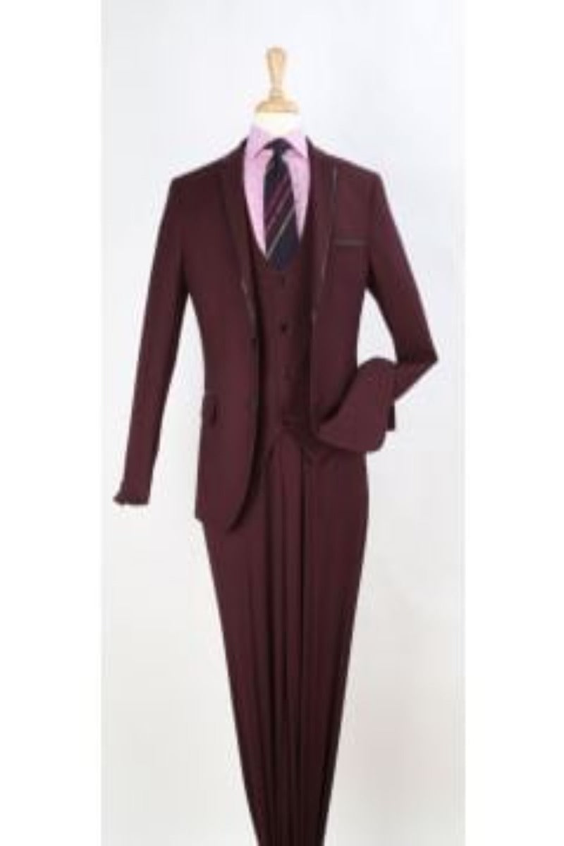 Royal Diamond Men's 3 Piece Slim Fit Fashion Suit Piping - 38 Short Jacket+32 Waist Adjustable 28to34)(Height: 5 4 to5 7 )(Neck  15-16.5)S-M)