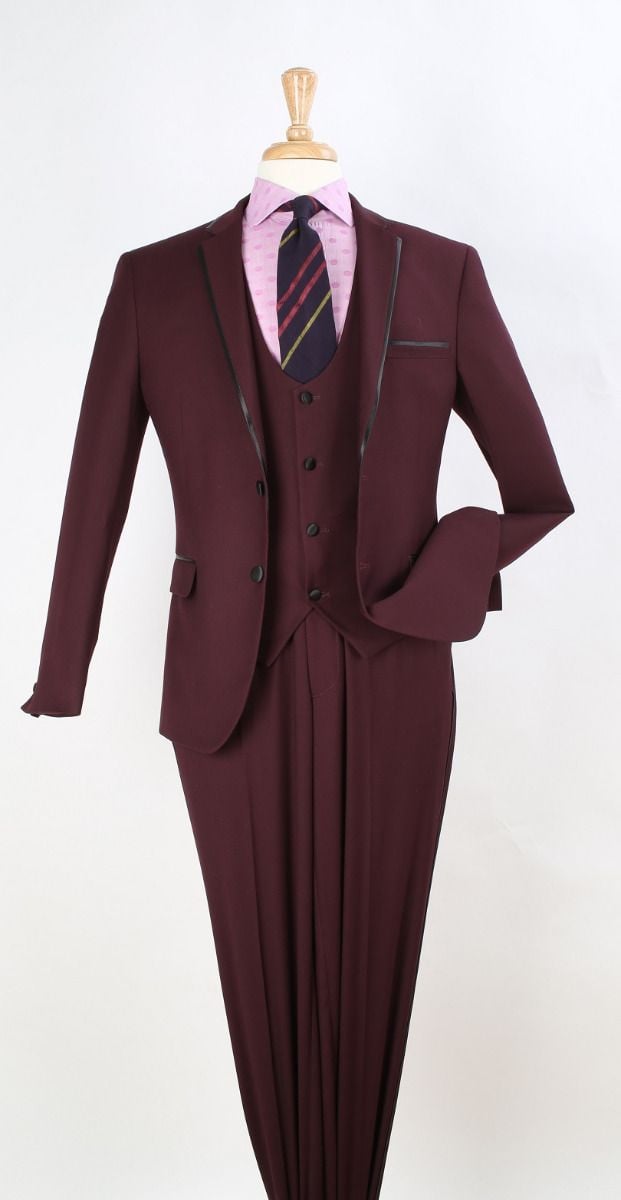 Royal Diamond Men's 3 Piece Slim Fit Fashion Suit Piping - 38 Short Jacket+32 Waist Adjustable 28to34)(Height: 5 4 to5 7 )(Neck  15-16.5)S-M)