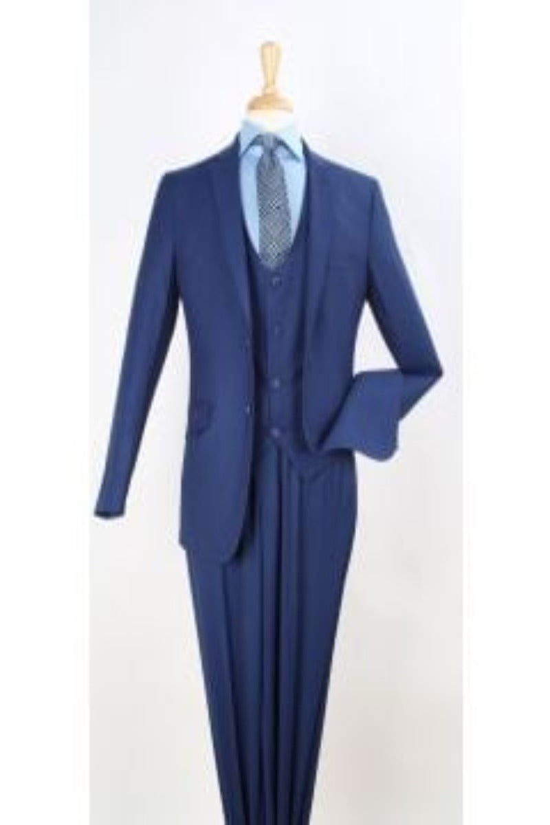 Men's 3 Piece Fashion Suit - Long Zoot Suit Vested Black Color - Three Piece Suit