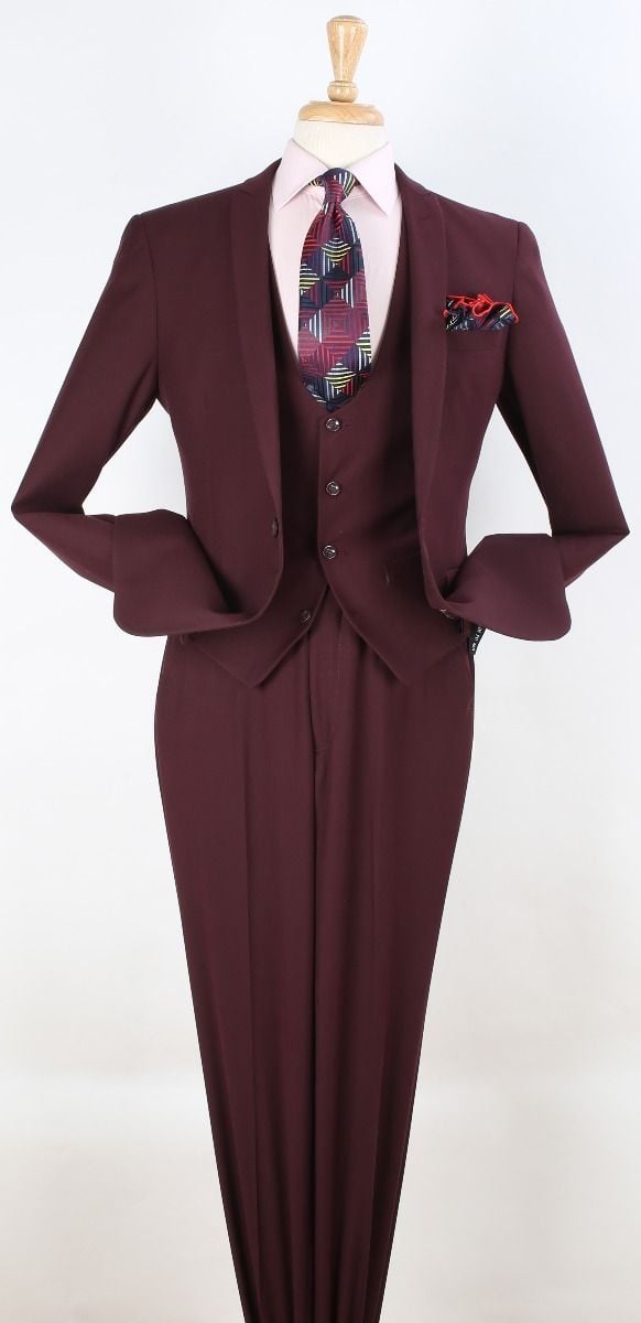 Royal Diamond Slim-Fit Men's 3-Piece Fashion Suit - 38 Short Jacket+32 Waist Adjustable 28to34)(Height: 5 4 to5 7 )(Neck  15-16.5)S-M)