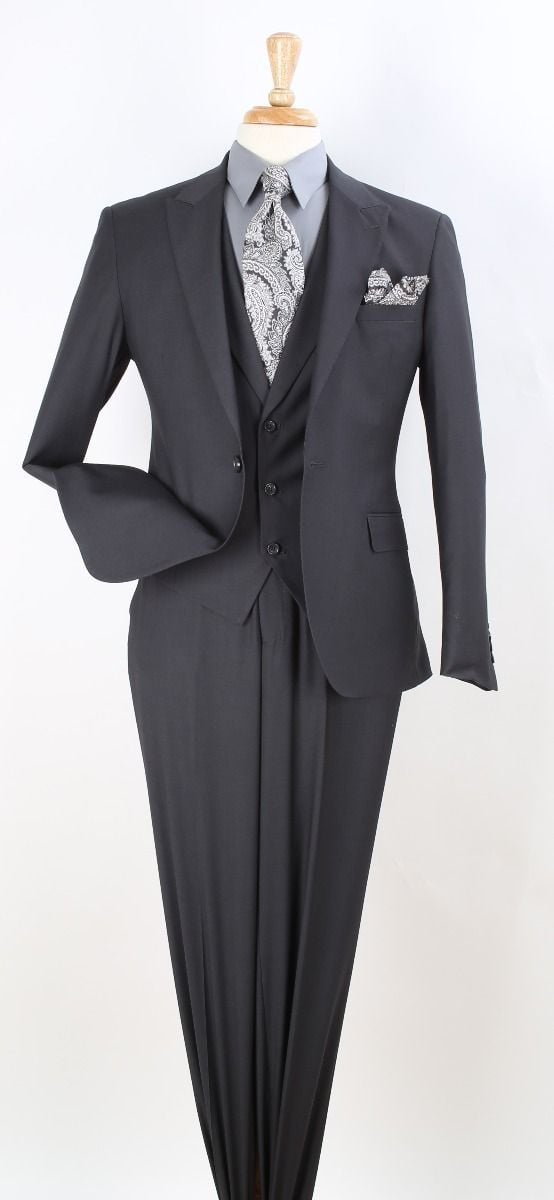 Royal Diamond Men's 3 Piece Slim-Fit Peak Lapel Suit - Fashionable