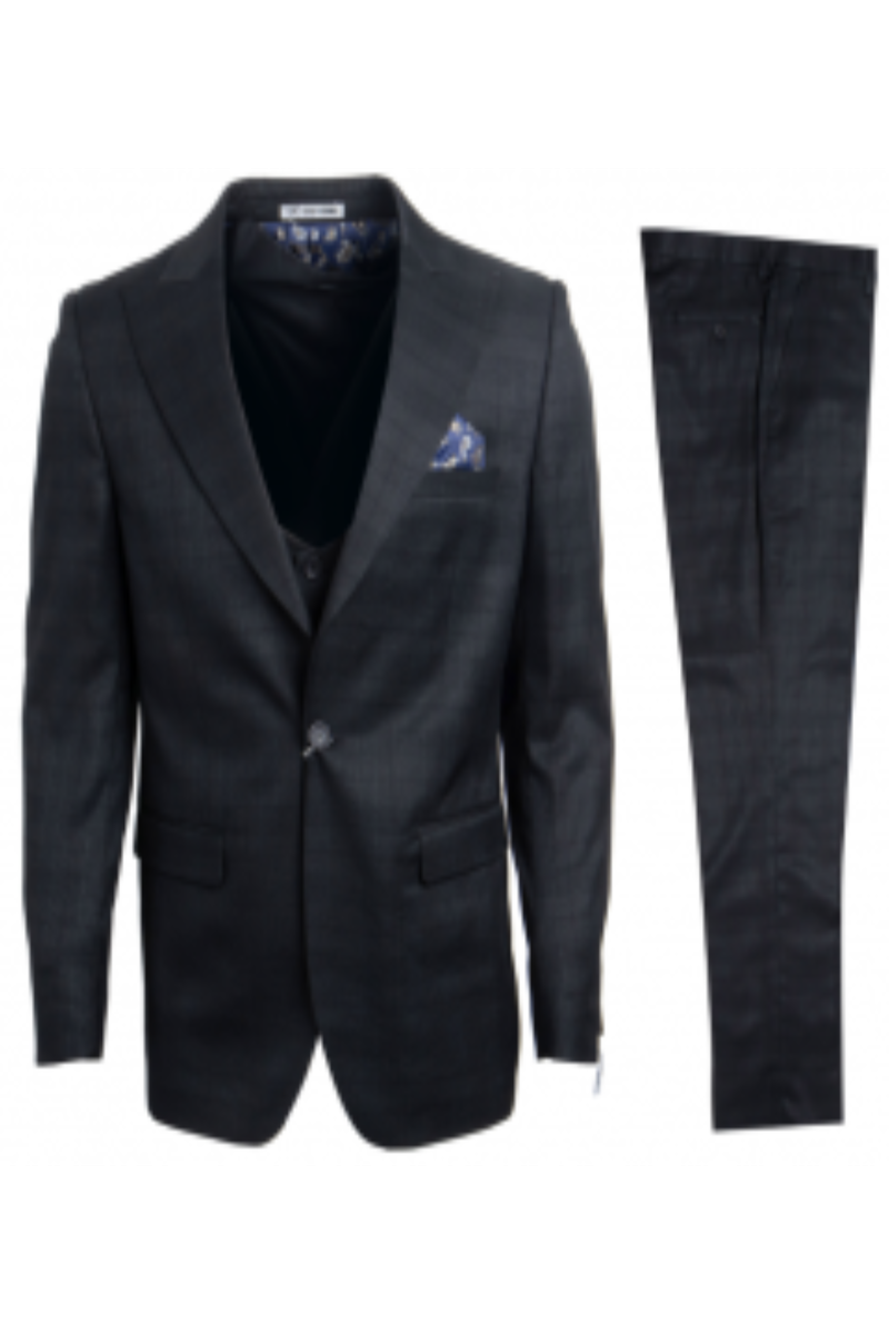 Stacy Adams Men's 3-Piece Glen Check Executive Slim Suit