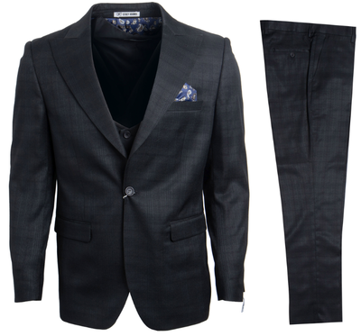 Stacy Adams Men's 3-Piece Glen Check Executive Slim Suit