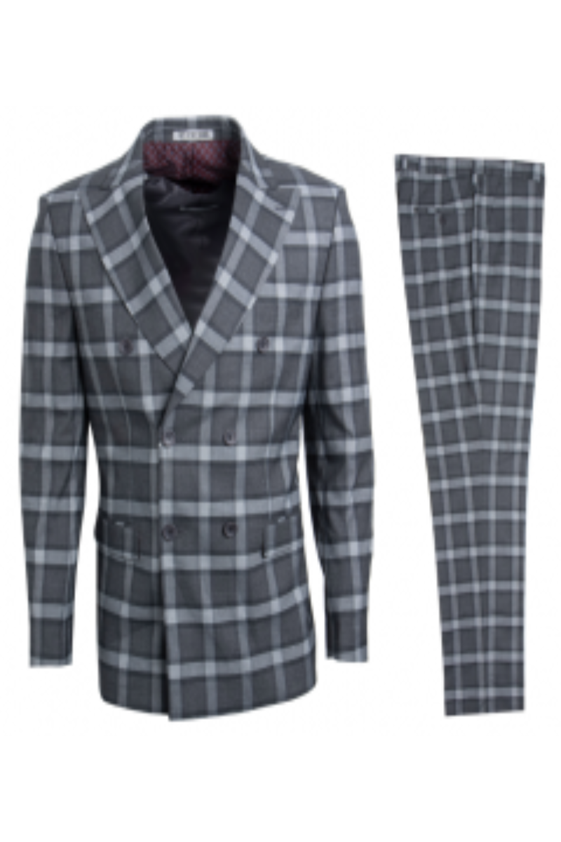 Stacy Adams Men's Executive Slim 3 Piece Suit Vibrant Plaid - 38 Short Jacket+32 Waist Adjustable 28to34)(Height: 5 4 to5 7 )(Neck  15-16.5)S-M)