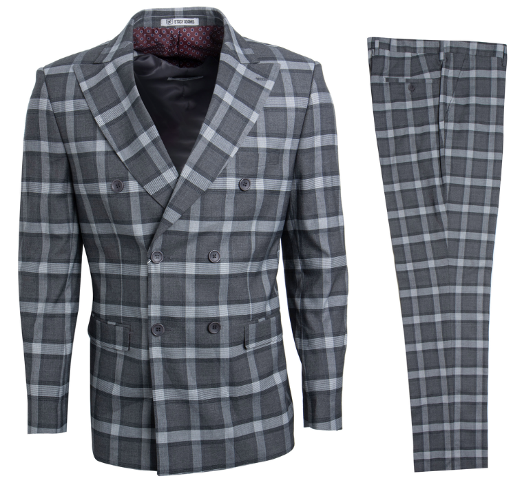 Stacy Adams Men's Executive Slim 3 Piece Suit Vibrant Plaid - 38 Short Jacket+32 Waist Adjustable 28to34)(Height: 5 4 to5 7 )(Neck  15-16.5)S-M)