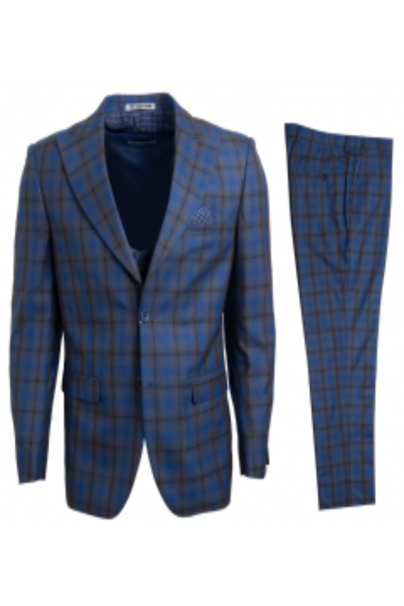 Stacy Adams Men's 3 Piece Executive Slim-Fit Suit with Windowpane Pattern