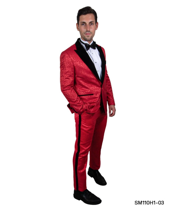Stacy Adams Men's 2-Piece Velvet Paisley Hybrid Suit