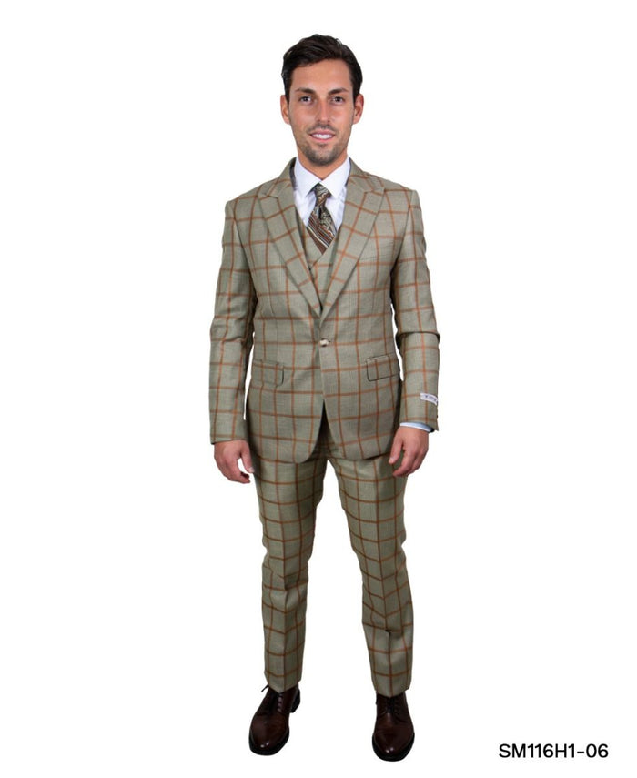 Stacy Adams Hybrid Suit for Men - 3 Piece Bold Windowpane