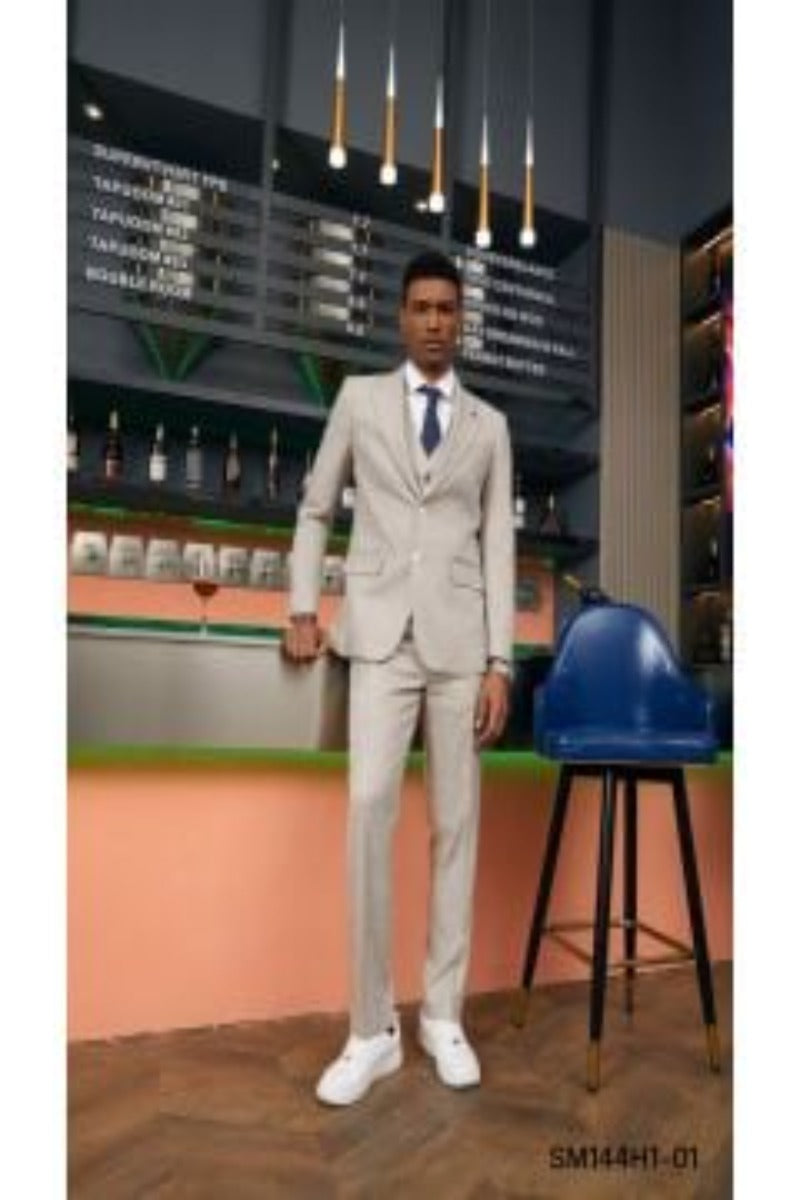 Stacy Adams Men's Textured Solid 3-Piece Hybrid Suit - 38 Short Jacket+32 Waist Adjustable 28to34)(Height: 5 4 to5 7 )(Neck  15-16.5)S-M)