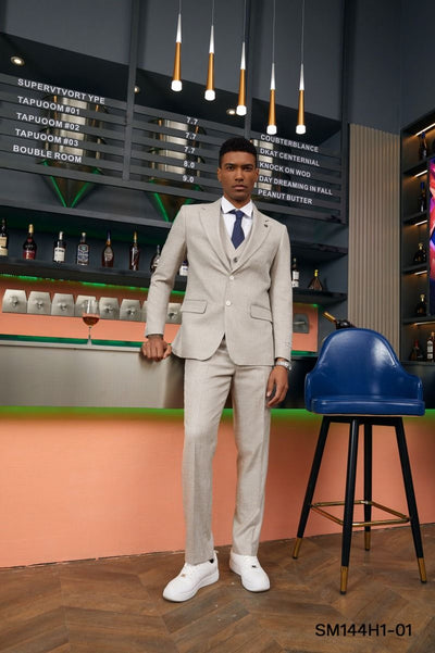 Stacy Adams Men's Textured Solid 3-Piece Hybrid Suit