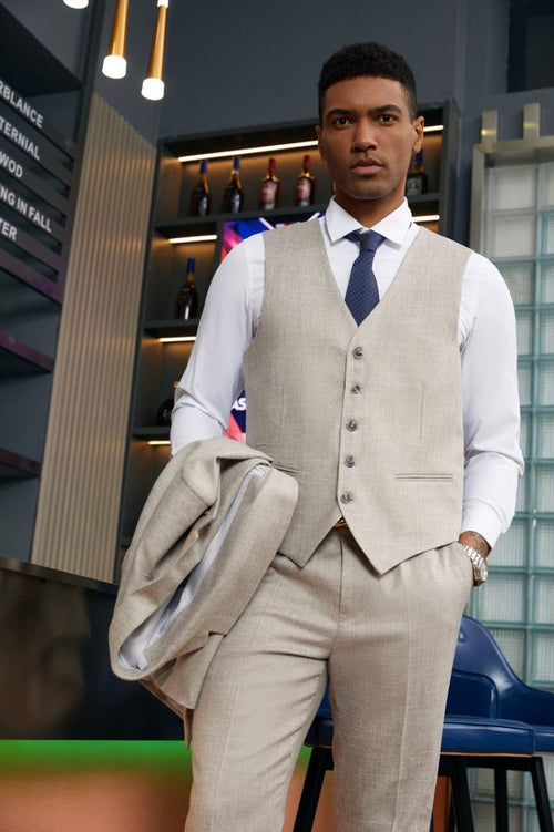 Stacy Adams Men's Textured Solid 3-Piece Hybrid Suit