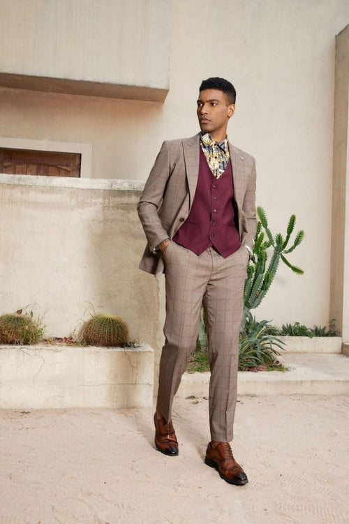 Stacy Adams Mens 3Piece Hybrid Suit  Reversible Accent Vest Professional Look